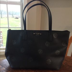 Kate Spade Black Handbag with Glitter Polka Dots